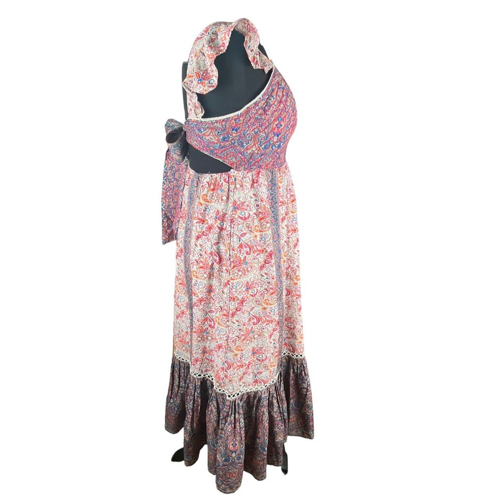 Haute hippie boho peasant fairy whimsical flutter sleeve paisley maxi dress 6 - Picture 4 of 10